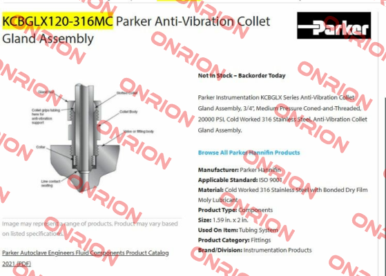 KCBGLX120-316MC Parker