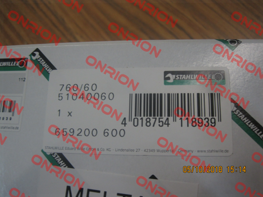 P/N: 51040060 Type: 760/60 Stahlwille