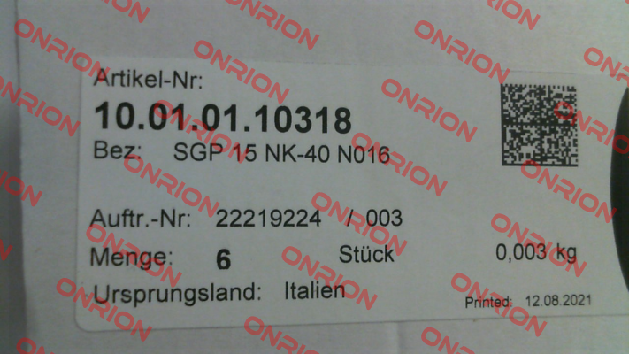 10.01.01.10318 / SGP 15 NK-40 N016 Schmalz