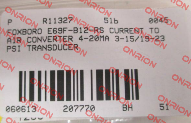 E69F-B12-RS out of production Foxboro
